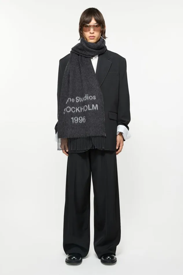Acne Studios Logo Jacquard Scarf Blackwhite Women Scarves Acne Studios Logo Jacquard Scarf Blackwhite Women Scarves