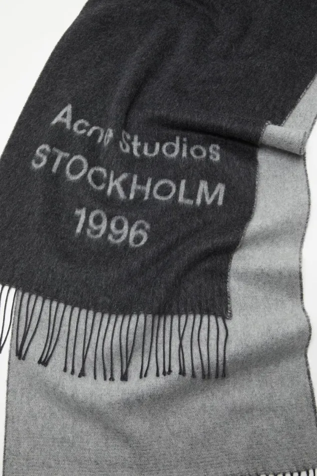 Acne Studios Logo Jacquard Scarf Blackwhite Women Scarves Acne Studios Logo Jacquard Scarf Blackwhite Women Scarves