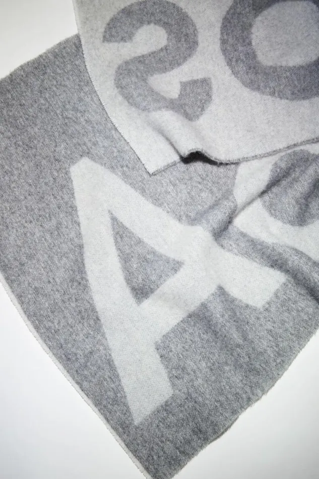 Acne Studios Logo Jacquard Scarf Grey Men Scarves Acne Studios Logo Jacquard Scarf Grey Men Scarves