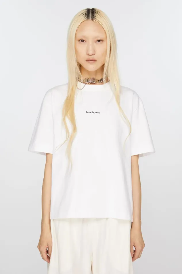 Acne Studios Logo Tshirt Optic White Women Tshirts