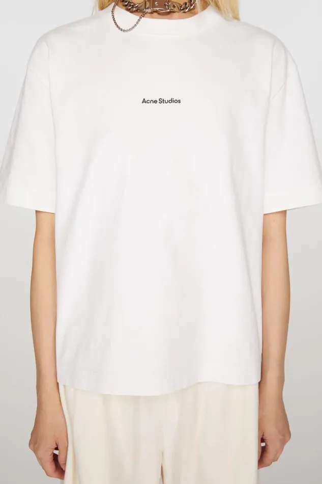 Acne Studios Logo Tshirt Optic White Women Tshirts
