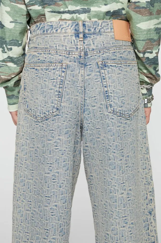 Acne Studios Monogram Denim Shorts 8211 Loose Fit Bluebeige Men Shorts Acne Studios Monogram Denim Shorts 8211 Loose Fit Bluebeige Men Shorts