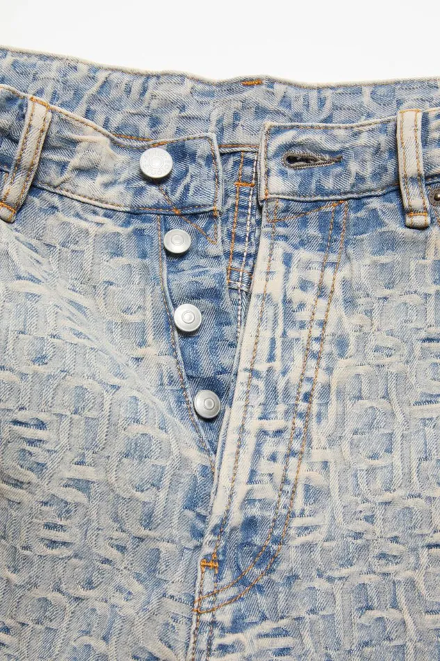 Acne Studios Monogram Denim Shorts 8211 Loose Fit Bluebeige Men Shorts Acne Studios Monogram Denim Shorts 8211 Loose Fit Bluebeige Men Shorts
