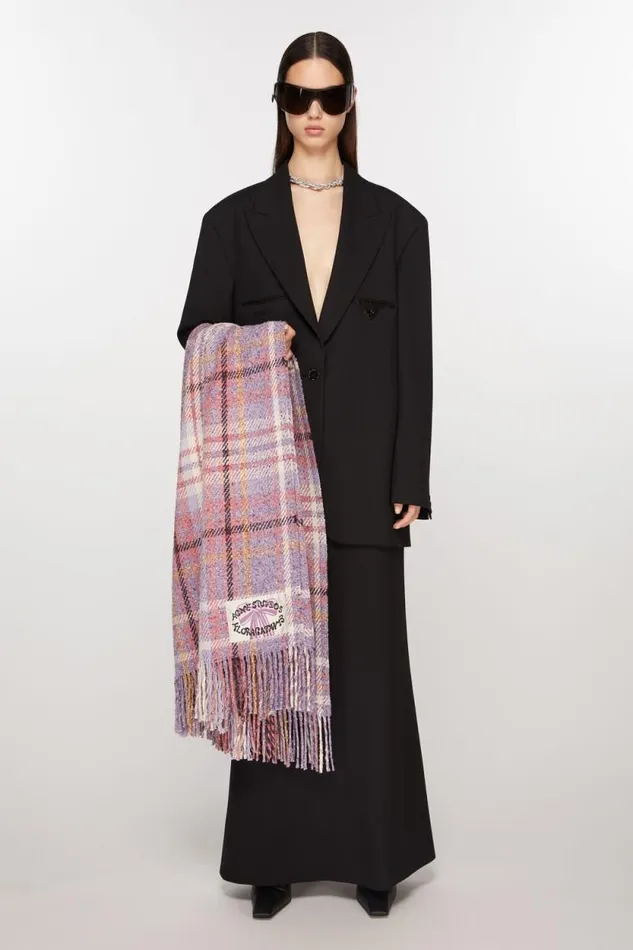 Acne Studios Oversized Plaid Scarf Blanket Violet Purple Men Scarves