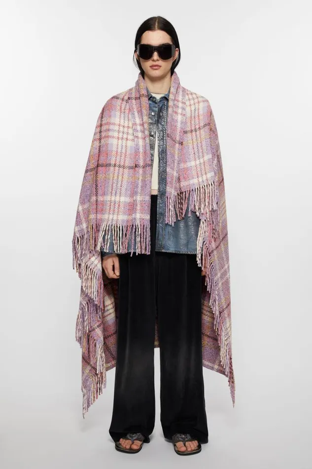 Acne Studios Oversized Plaid Scarf Blanket Violet Purple Men Scarves