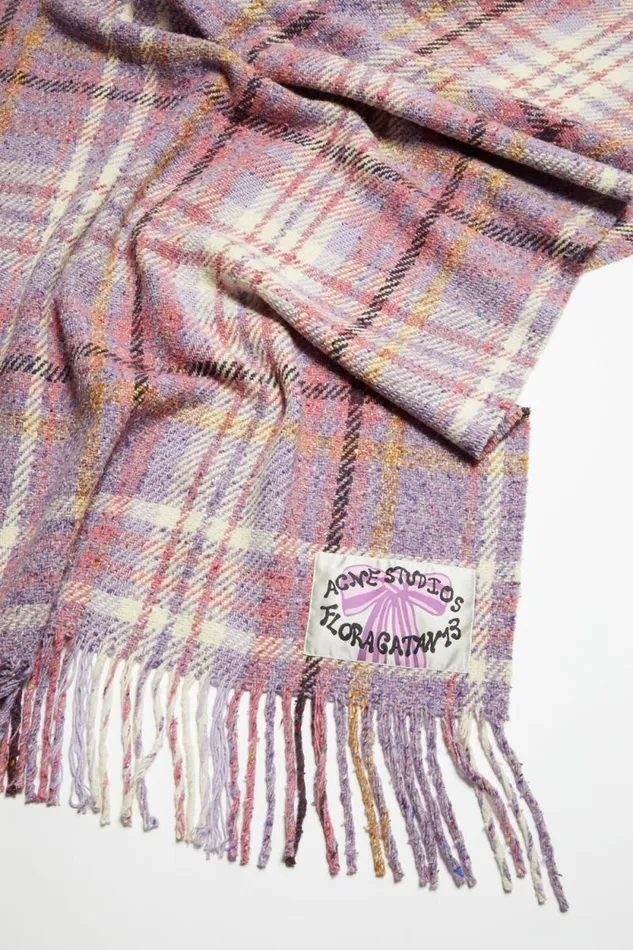 Acne Studios Oversized Plaid Scarf Blanket Violet Purple Men Scarves