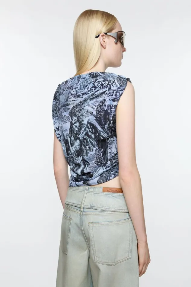 Acne Studios Printed Blouse Multi Grey Women Shirts and Blouses Acne Studios Printed Blouse Multi Grey Women Shirts and Blouses