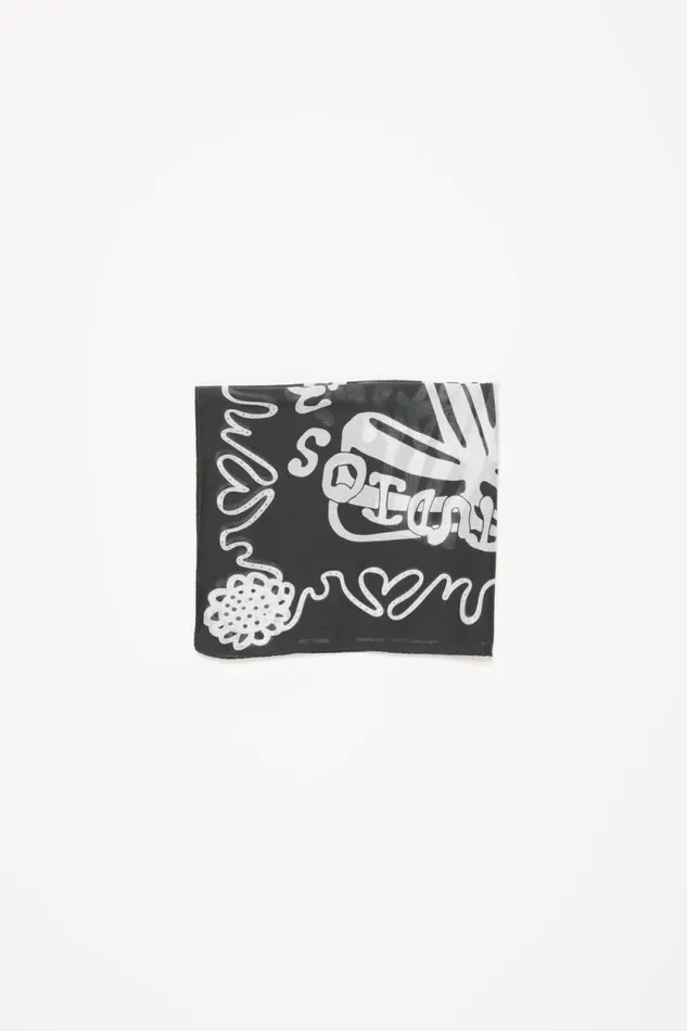 Acne Studios Printed Square Scarf Blackwhite Women Scarves