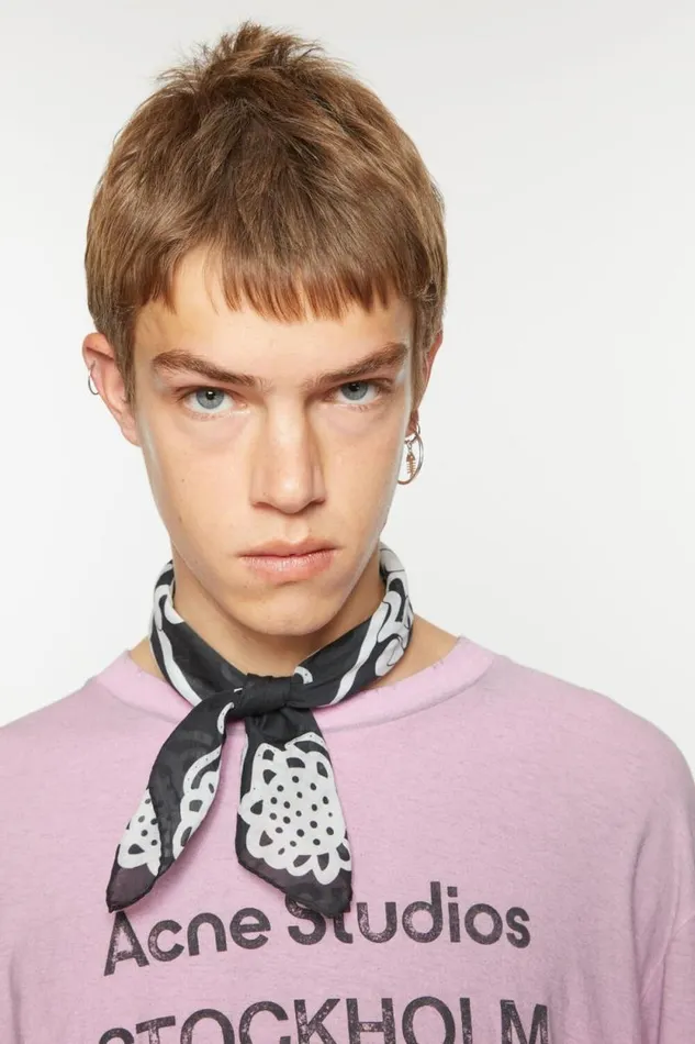 Acne Studios Printed Square Scarf Blackwhite Women Scarves