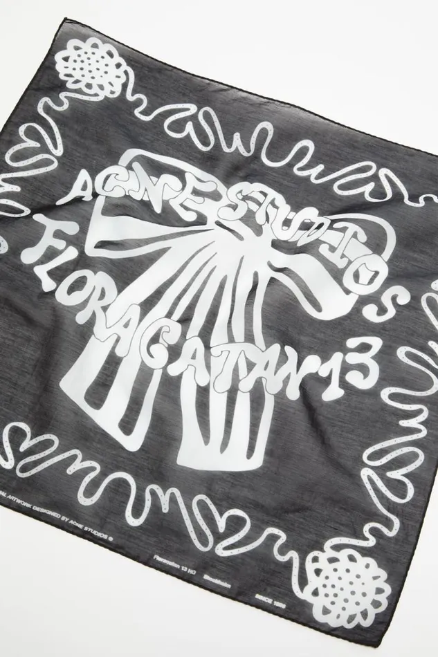 Acne Studios Printed Square Scarf Blackwhite Women Scarves