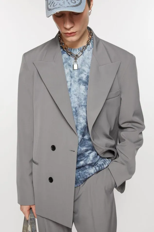 Acne Studios Regular Fit Suit Jacket Cold Grey Men Suit Jackets
