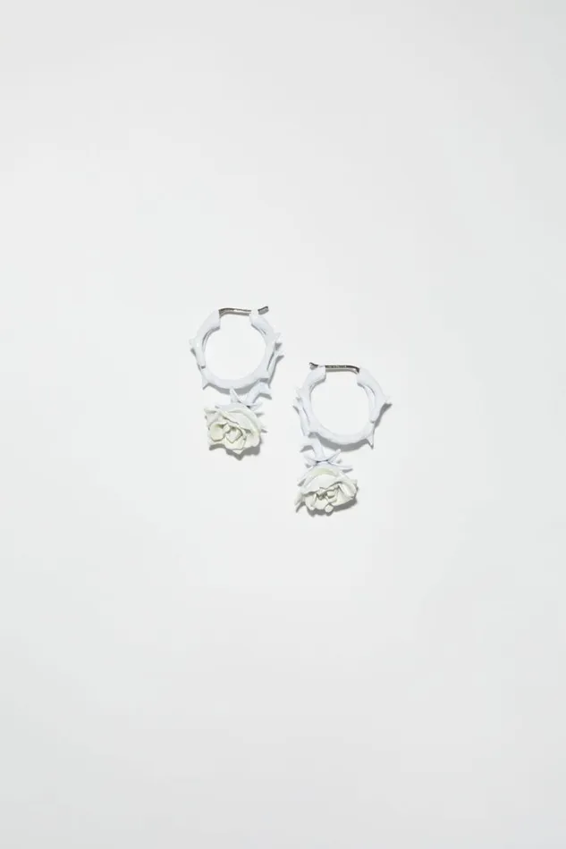 Acne Studios Roses Earrings White Men Jewellery