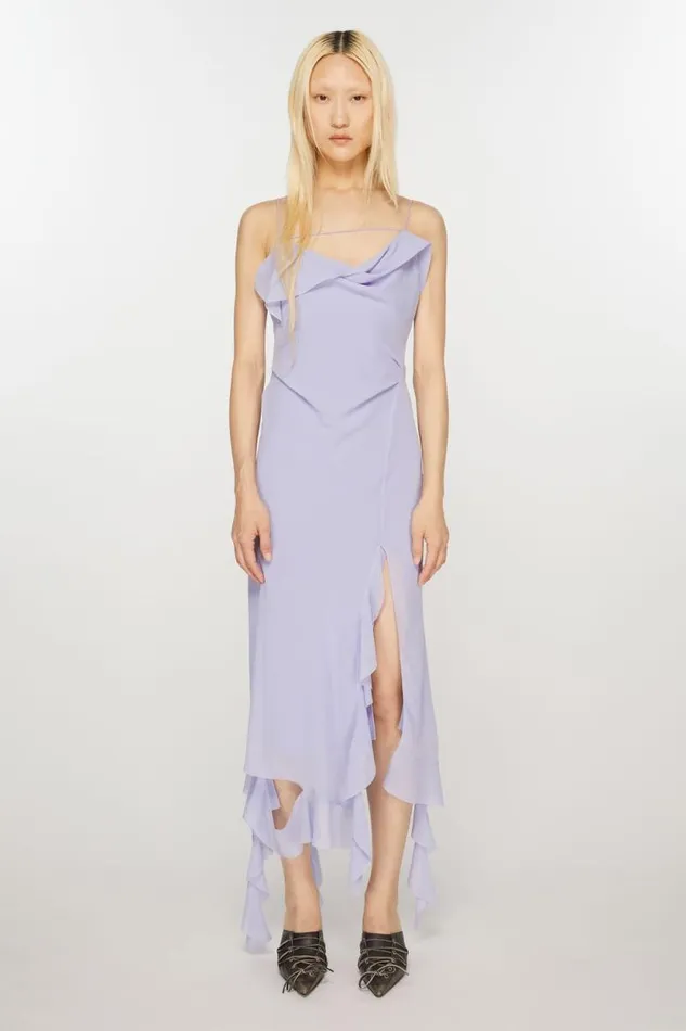 Acne Studios Ruffle Strap Dress Lilac Purple Women Dresses