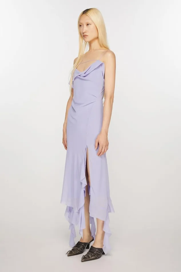 Acne Studios Ruffle Strap Dress Lilac Purple Women Dresses Acne Studios Ruffle Strap Dress Lilac Purple Women Dresses