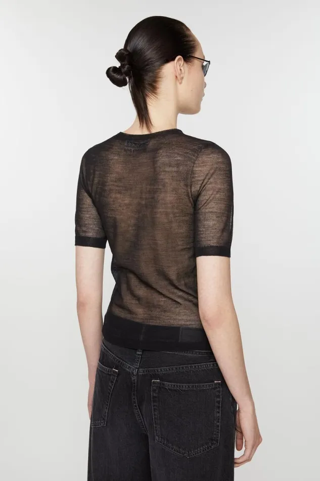 Acne Studios Sheer Knit Tshirt Black Women Knitwear Acne Studios Sheer Knit Tshirt Black Women Knitwear