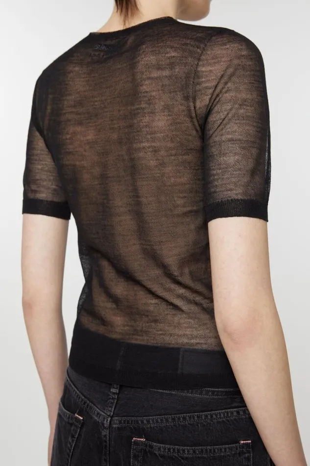Acne Studios Sheer Knit Tshirt Black Women Knitwear Acne Studios Sheer Knit Tshirt Black Women Knitwear