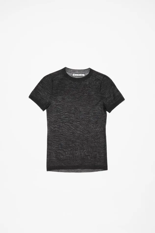Acne Studios Sheer Knit Tshirt Black Women Knitwear Acne Studios Sheer Knit Tshirt Black Women Knitwear