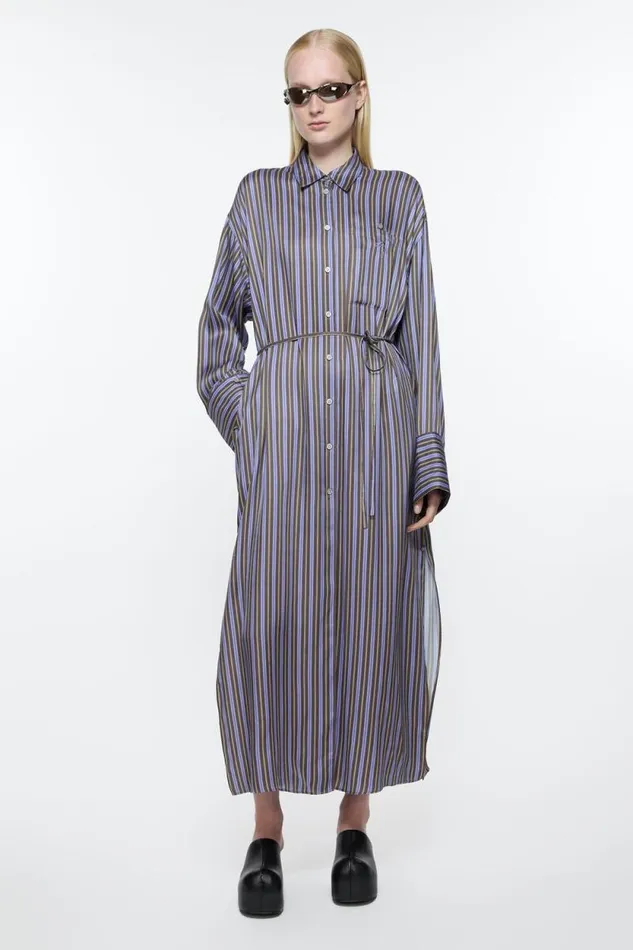 Acne Studios Shirt Dress Purpleanthracite Grey Women Dresses Acne Studios Shirt Dress Purpleanthracite Grey Women Dresses