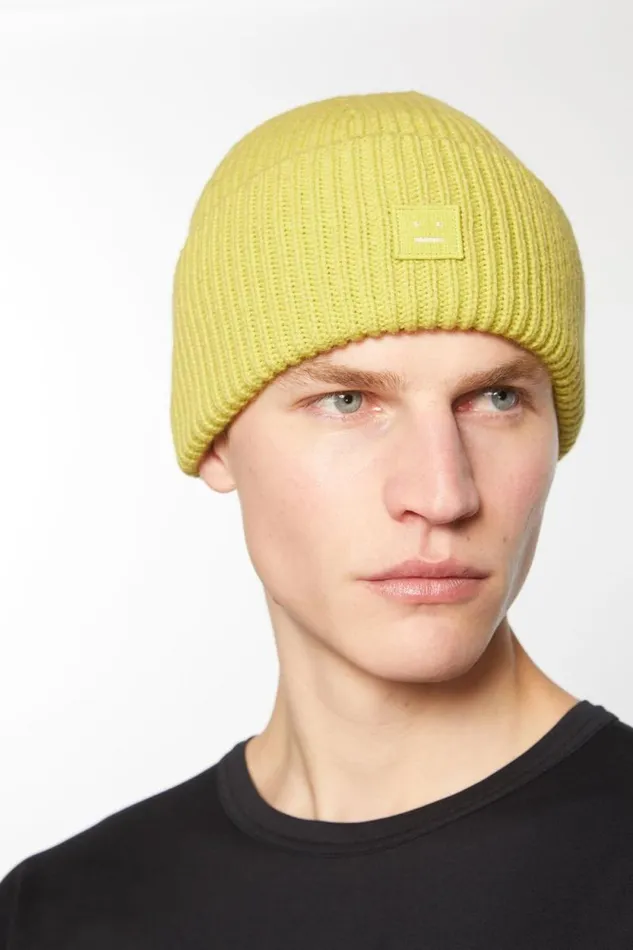 Acne Studios Small Face Logo Beanie Dusty Yellow Men Face Collection