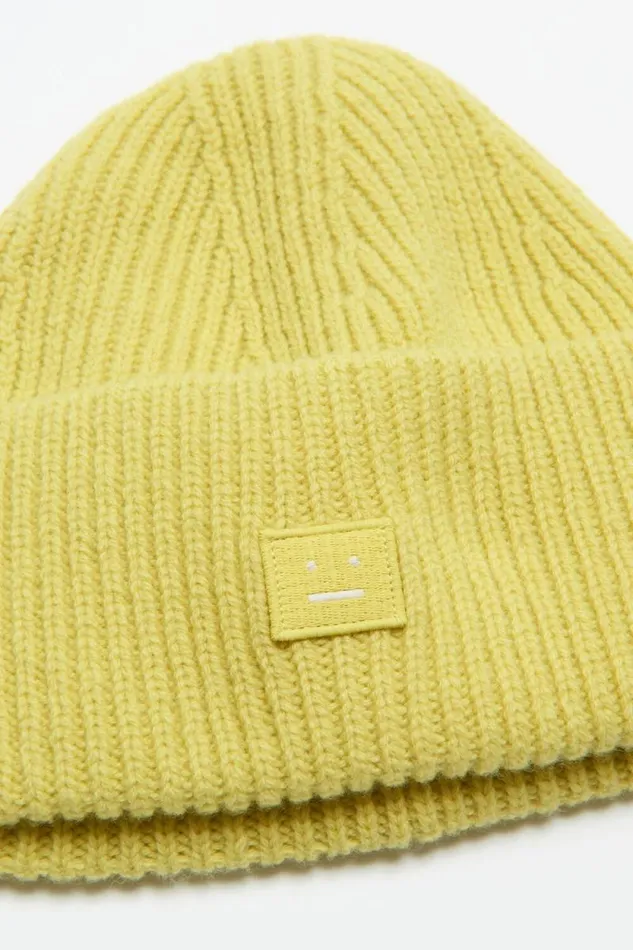 Acne Studios Small Face Logo Beanie Dusty Yellow Men Face Collection