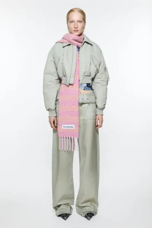 Acne Studios Stripe Alpaca Scarf 8211 Narrow Bright Pinkold Pink Men Scarves