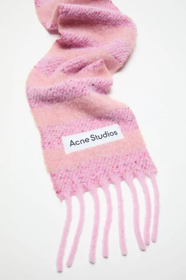 Acne Studios Stripe Alpaca Scarf 8211 Narrow Bright Pinkold Pink Men Scarves