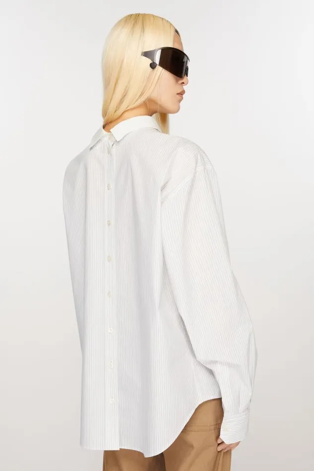 Acne Studios Stripe Shirt Olive Greenwhite Women Shirts and Blouses Acne Studios Stripe Shirt Olive Greenwhite Women Shirts and Blouses