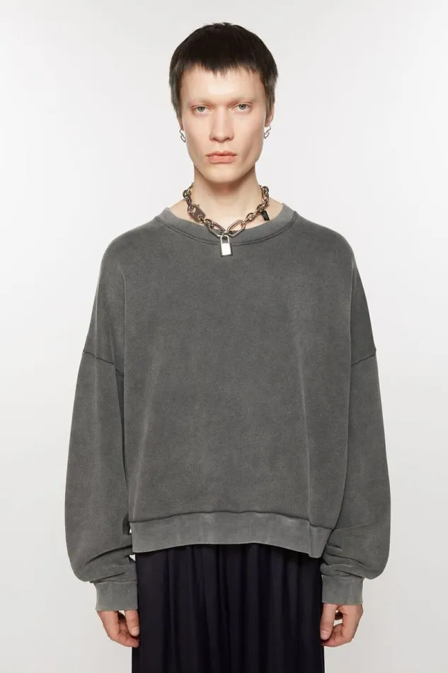 Acne Studios Sweater Logo Patch Faded Black Women Sweatshirts