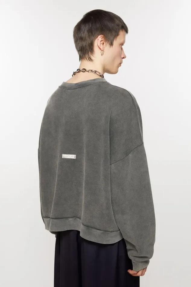 Acne Studios Sweater Logo Patch Faded Black Women Sweatshirts Acne Studios Sweater Logo Patch Faded Black Women Sweatshirts