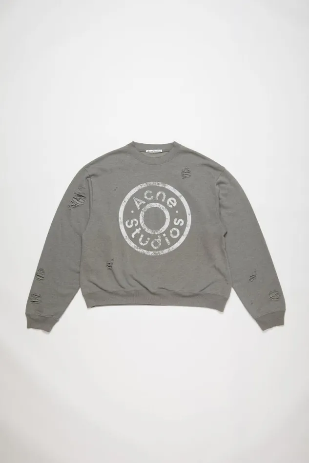 Acne Studios Sweater Printed Logo Moss Green Men Sweatshirts Acne Studios Sweater Printed Logo Moss Green Men Sweatshirts