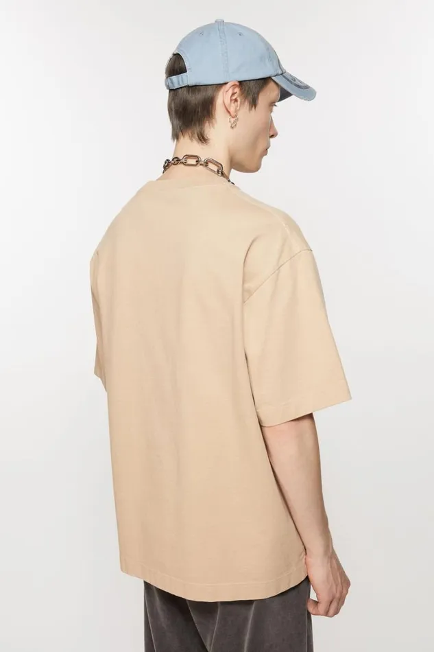 Acne Studios Tshirt Stamp Logo 8211 Relaxed Fit Wheat Beige Men Tshirts