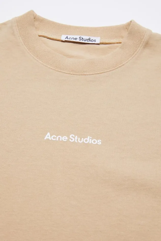 Acne Studios Tshirt Stamp Logo 8211 Relaxed Fit Wheat Beige Men Tshirts