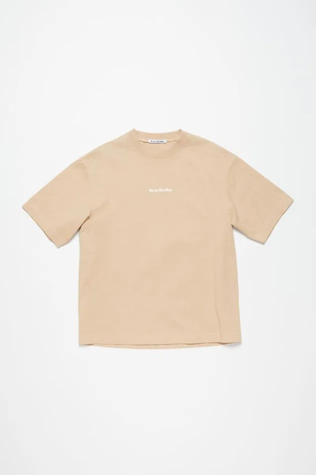 Acne Studios Tshirt Stamp Logo 8211 Relaxed Fit Wheat Beige Men Tshirts