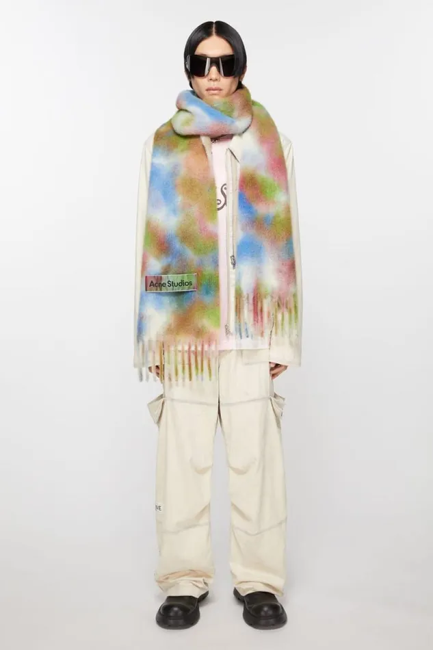 Acne Studios Tiedye Alpaca Wool Scarf Green Multi Men Scarves Acne Studios Tiedye Alpaca Wool Scarf Green Multi Men Scarves