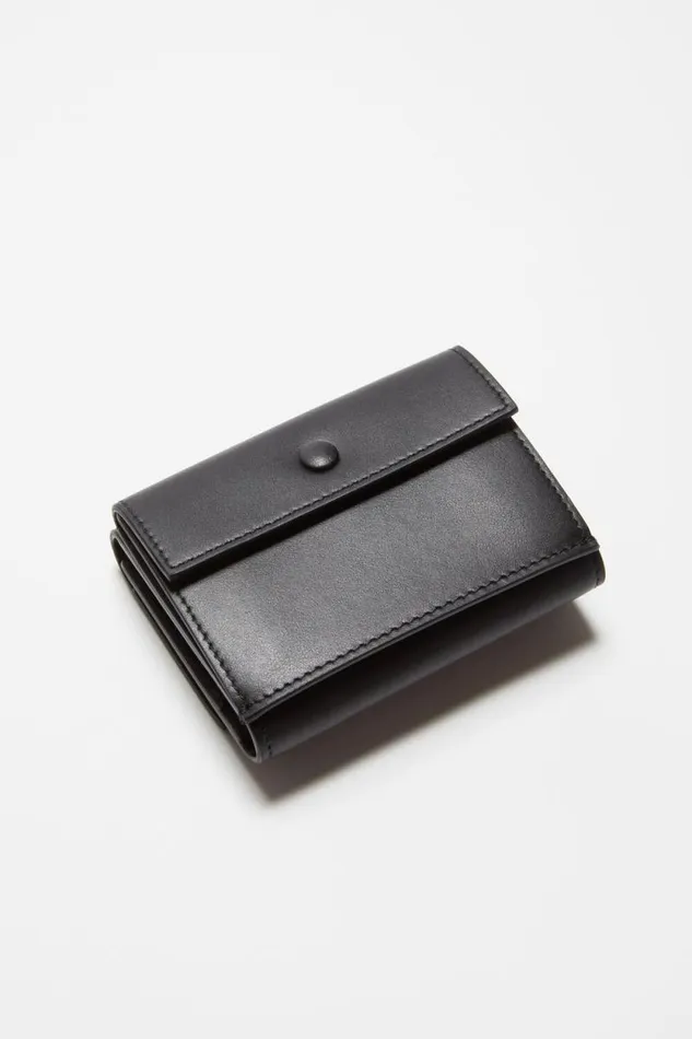 Acne Studios Trifold Leather Wallet Black Men Small Leather Goods