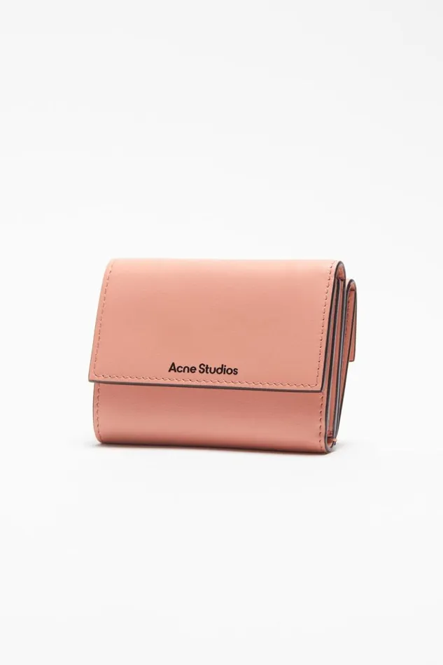 Acne Studios Trifold Leather Wallet Salmon Pink Women Small Leather Goods Acne Studios Trifold Leather Wallet Salmon Pink Women Small Leather Goods