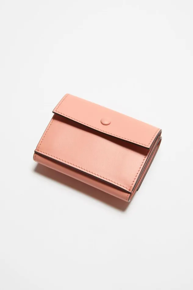 Acne Studios Trifold Leather Wallet Salmon Pink Women Small Leather Goods Acne Studios Trifold Leather Wallet Salmon Pink Women Small Leather Goods