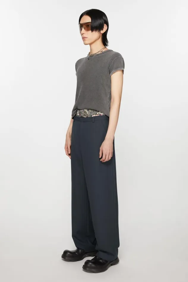 Acne Studios Wool Blend Trousers Dark Navy Men Trousers Acne Studios Wool Blend Trousers Dark Navy Men Trousers