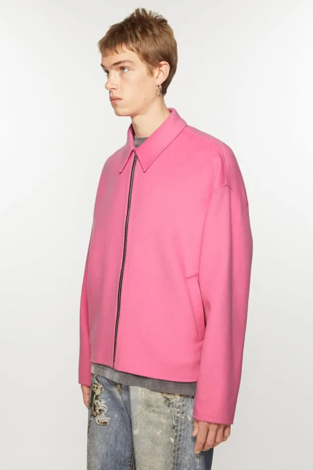 Acne Studios Wool Zipper Jacket Bubble Pink Men Outerwear Acne Studios Wool Zipper Jacket Bubble Pink Men Outerwear