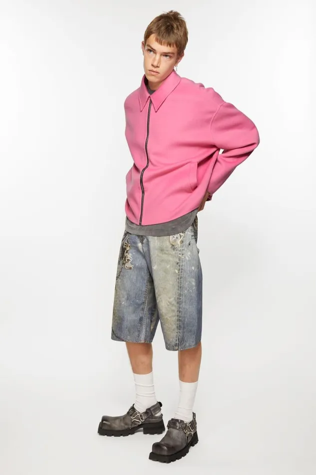 Acne Studios Wool Zipper Jacket Bubble Pink Men Outerwear Acne Studios Wool Zipper Jacket Bubble Pink Men Outerwear