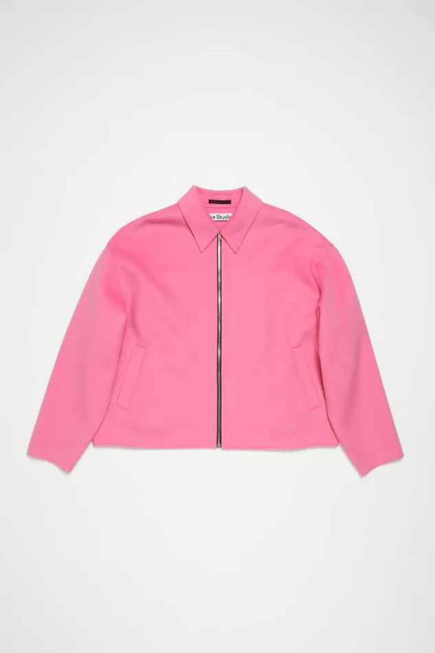 Acne Studios Wool Zipper Jacket Bubble Pink Men Outerwear Acne Studios Wool Zipper Jacket Bubble Pink Men Outerwear