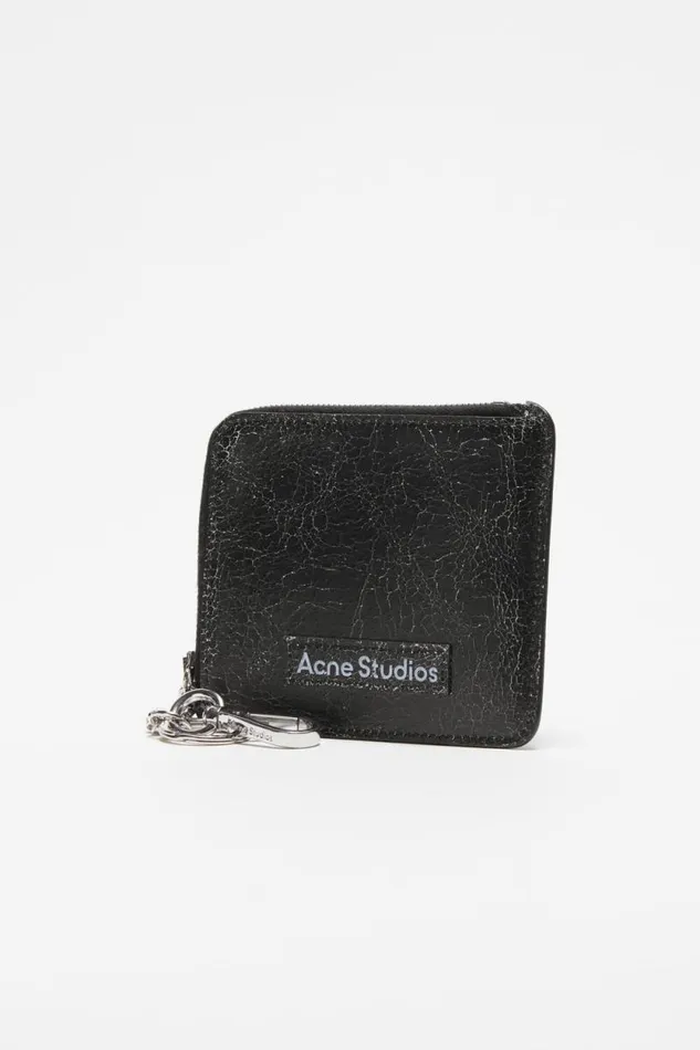 Acne Studios Zip Leather Wallet Black Women Small Leather Goods