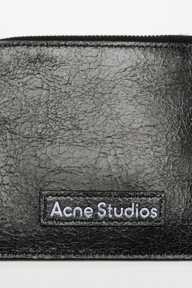 Acne Studios Zip Leather Wallet Black Women Small Leather Goods