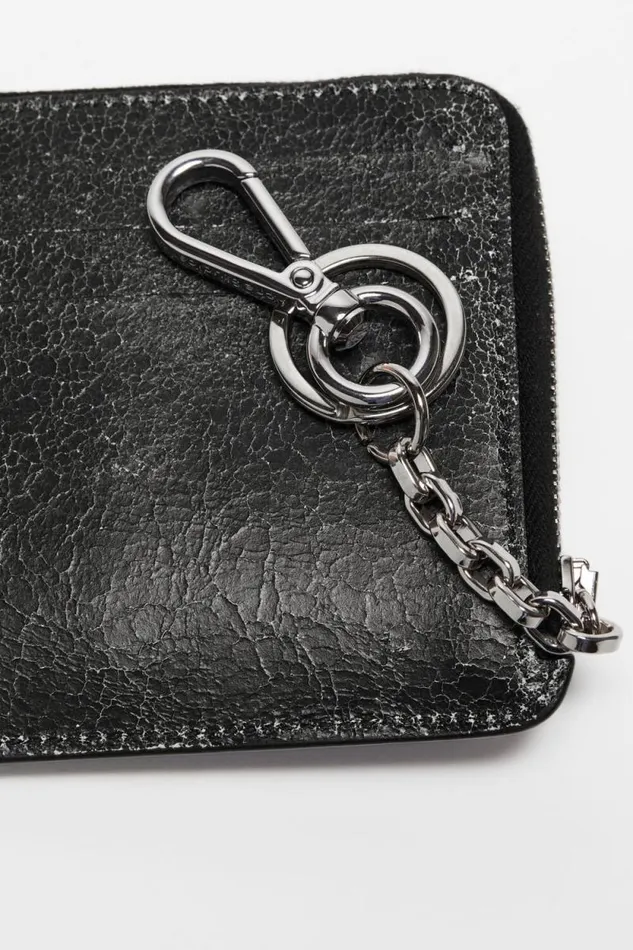 Acne Studios Zip Leather Wallet Black Women Small Leather Goods