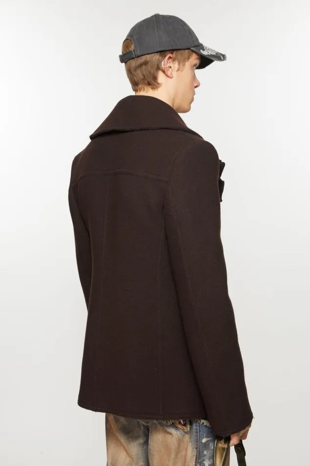 Acne Studios Zipper Wool Coat Maroon Red Men Outerwear