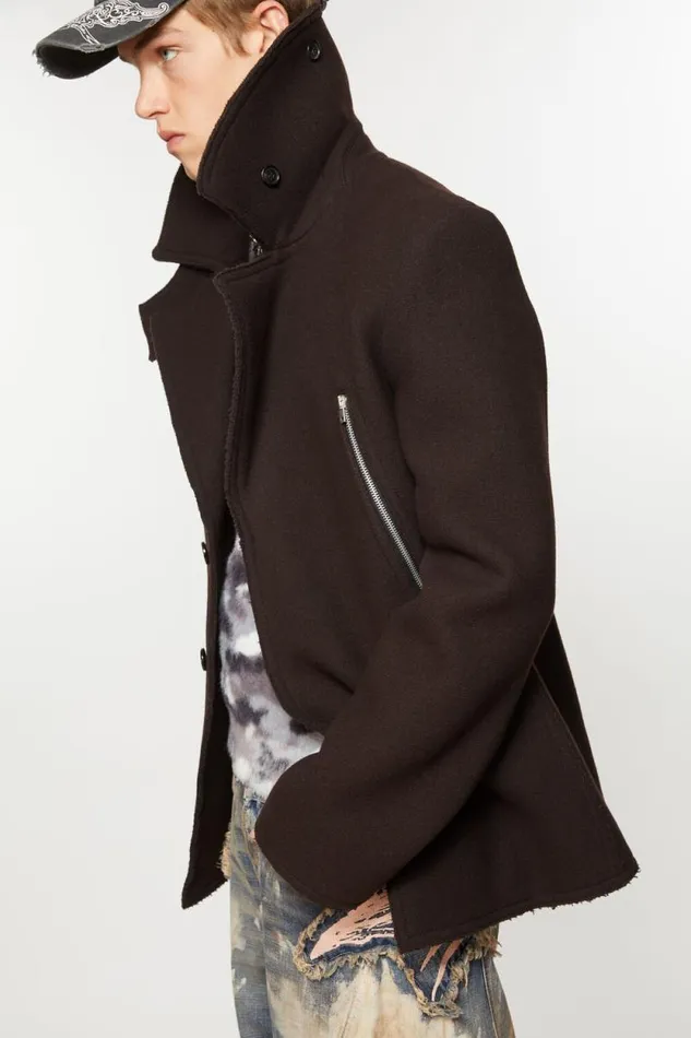 Acne Studios Zipper Wool Coat Maroon Red Men Outerwear