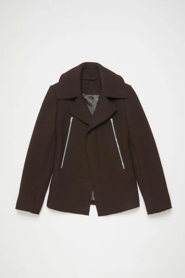 Acne Studios Zipper Wool Coat Maroon Red Men Outerwear
