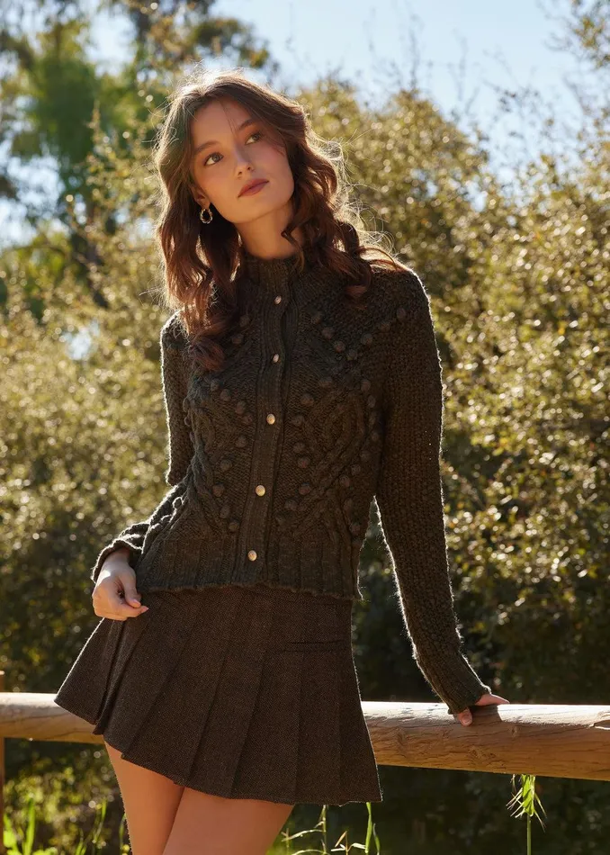 Adelina Cardigan Green Women Lost Wander Sweaters