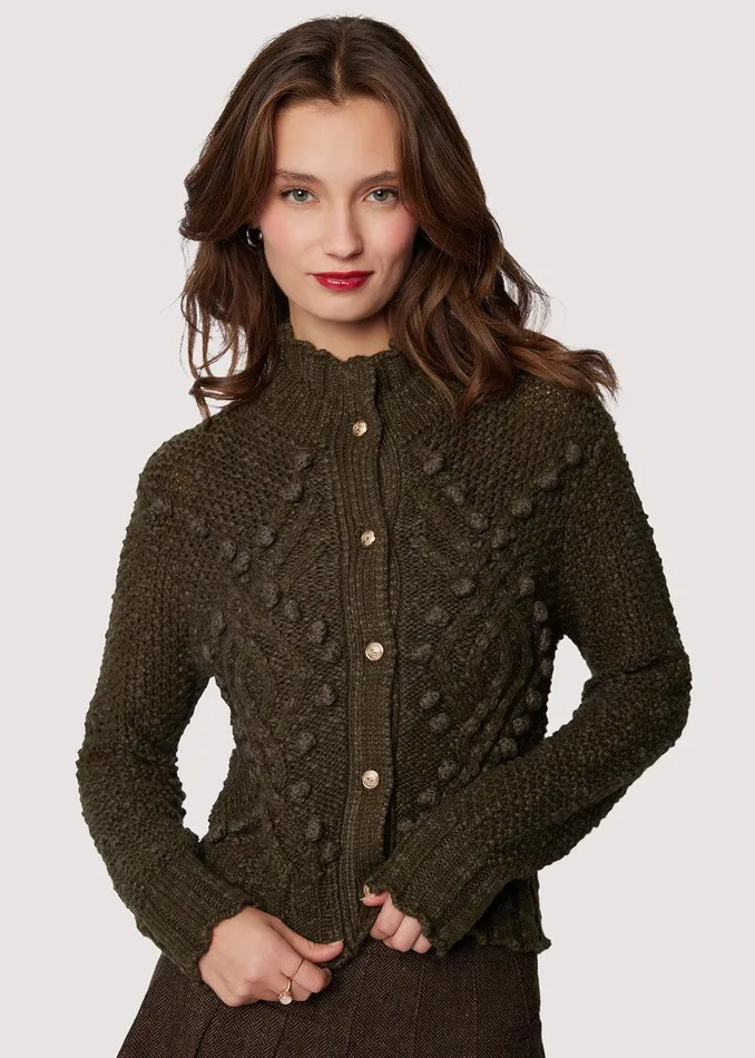 Adelina Cardigan Green Women Lost Wander Sweaters