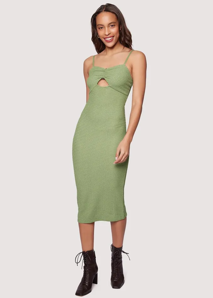Agave Nectar Midi Dress Green Women Lost Wander Dresses